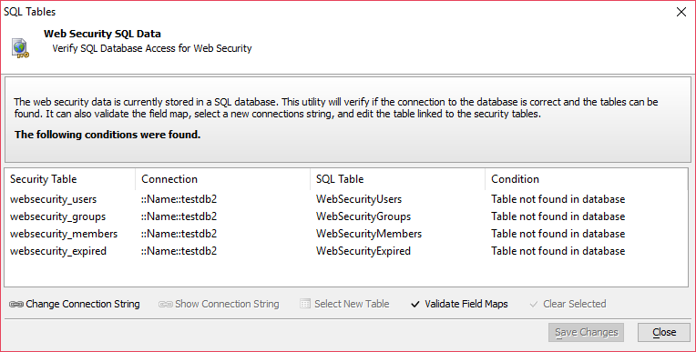 Utilities Table Not Found
